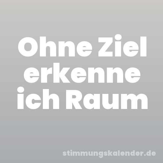 Ohne Ziel erkenne ich Raum