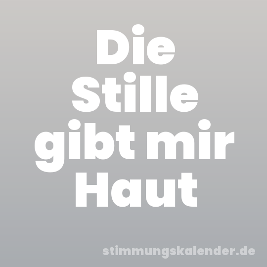 Die Stille gibt mir Haut