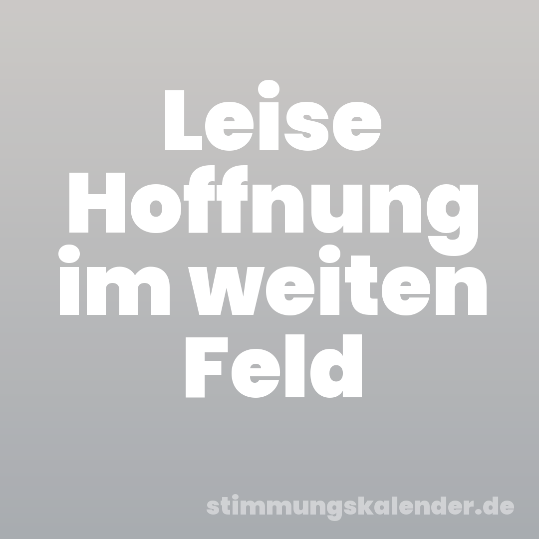 Leise Hoffnung im weiten Feld