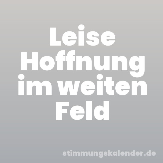Leise Hoffnung im weiten Feld