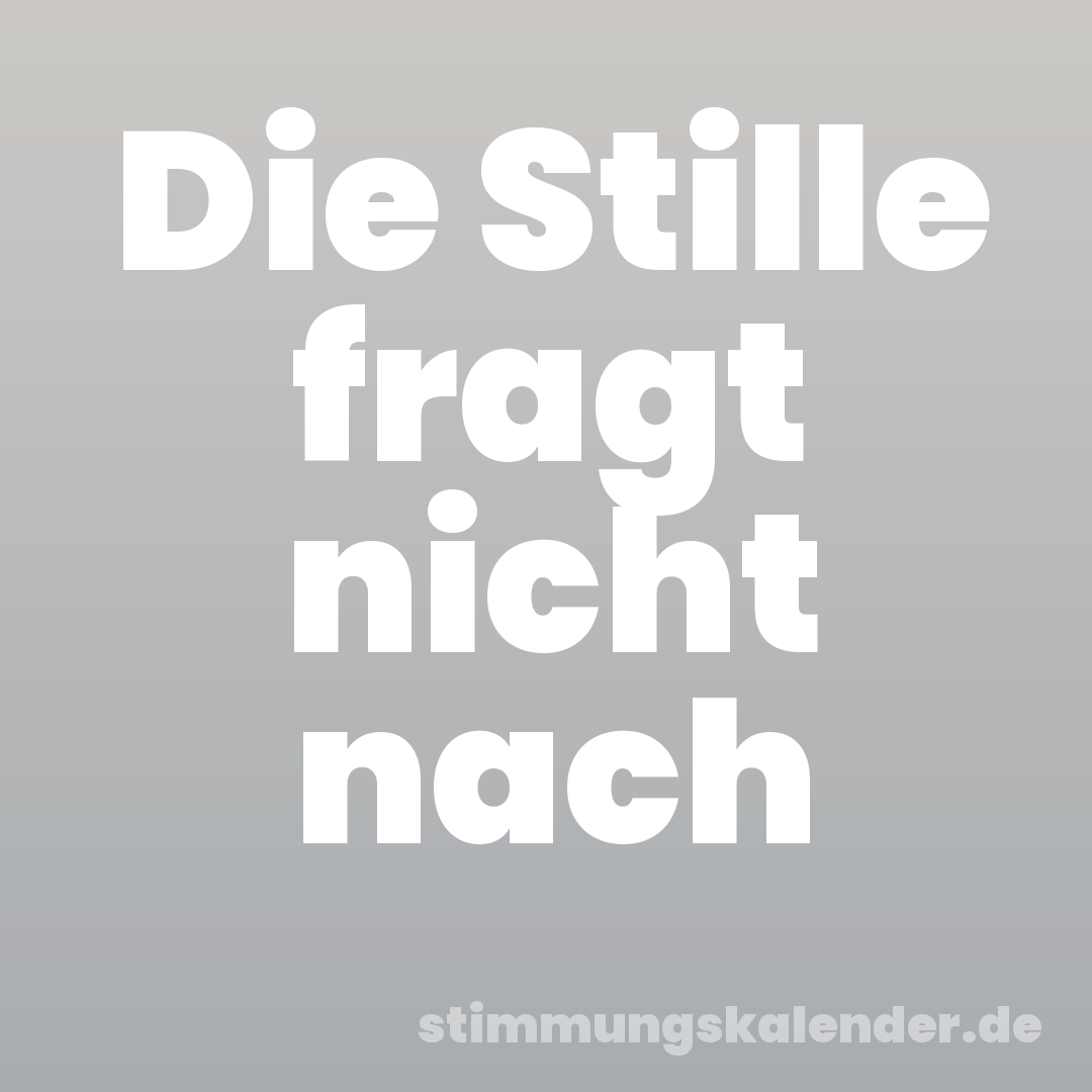 Die Stille fragt nicht nach