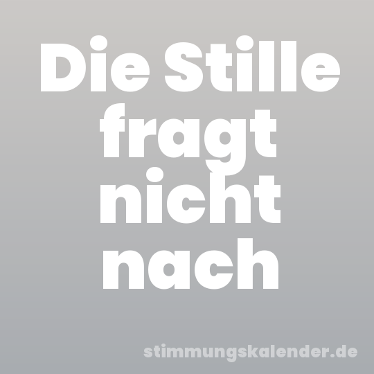 Die Stille fragt nicht nach