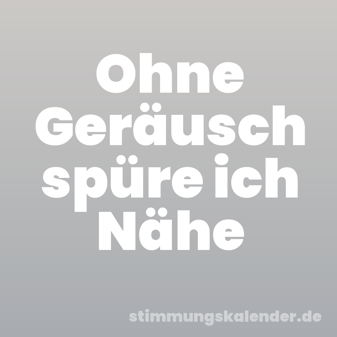 Ohne Geräusch spüre ich Nähe