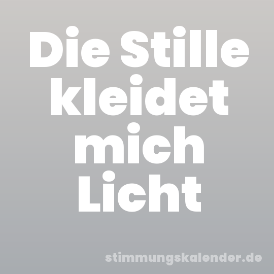 Die Stille kleidet mich Licht