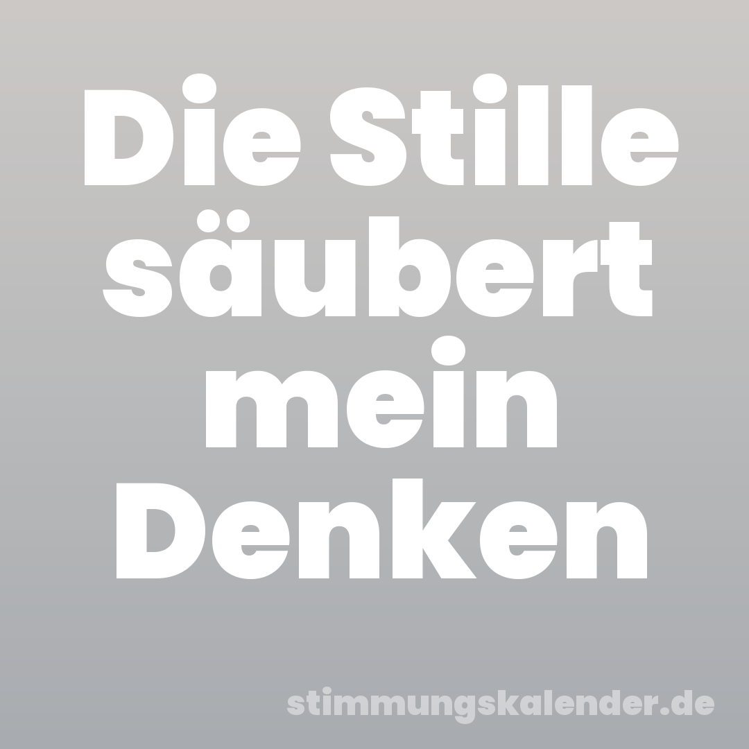 Die Stille säubert mein Denken