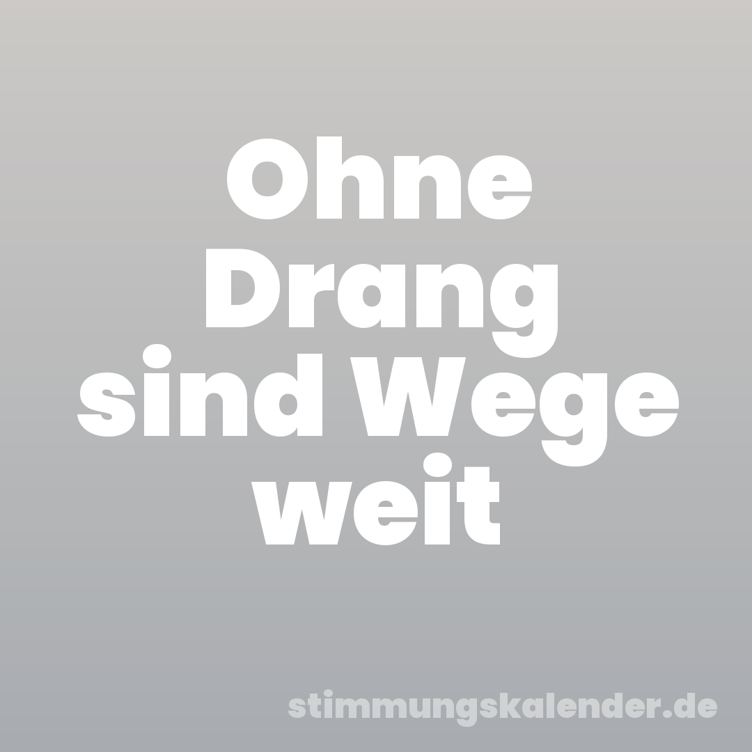 Ohne Drang sind Wege weit