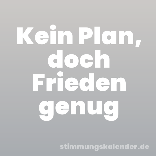 Kein Plan, doch Frieden genug