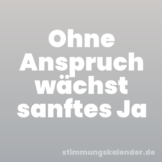 Ohne Anspruch wächst sanftes Ja