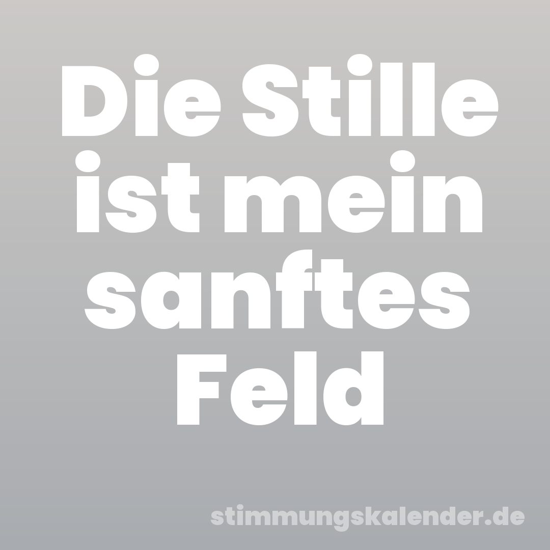 Die Stille ist mein sanftes Feld