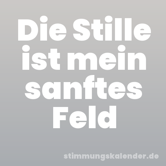 Die Stille ist mein sanftes Feld