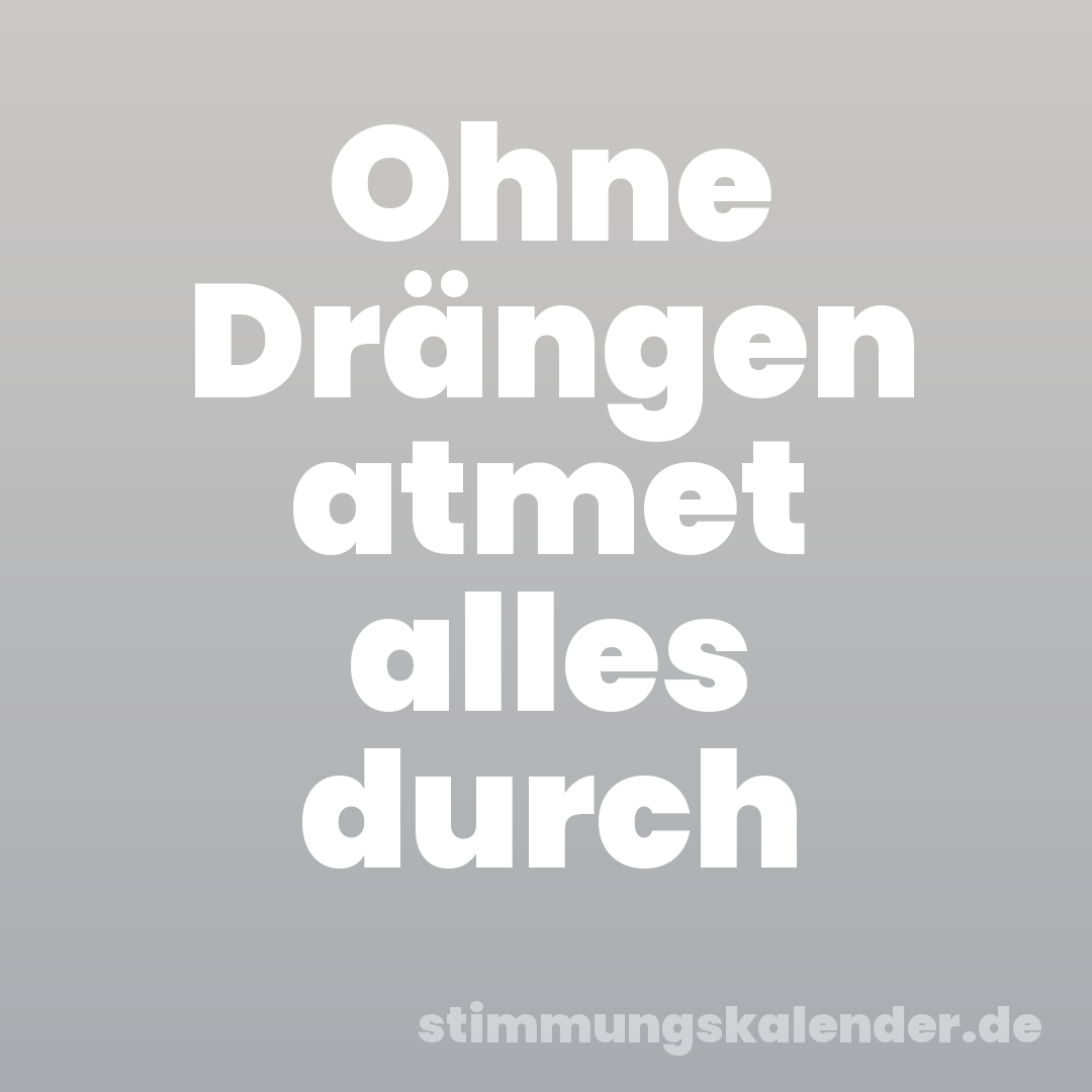 Ohne Drängen atmet alles durch