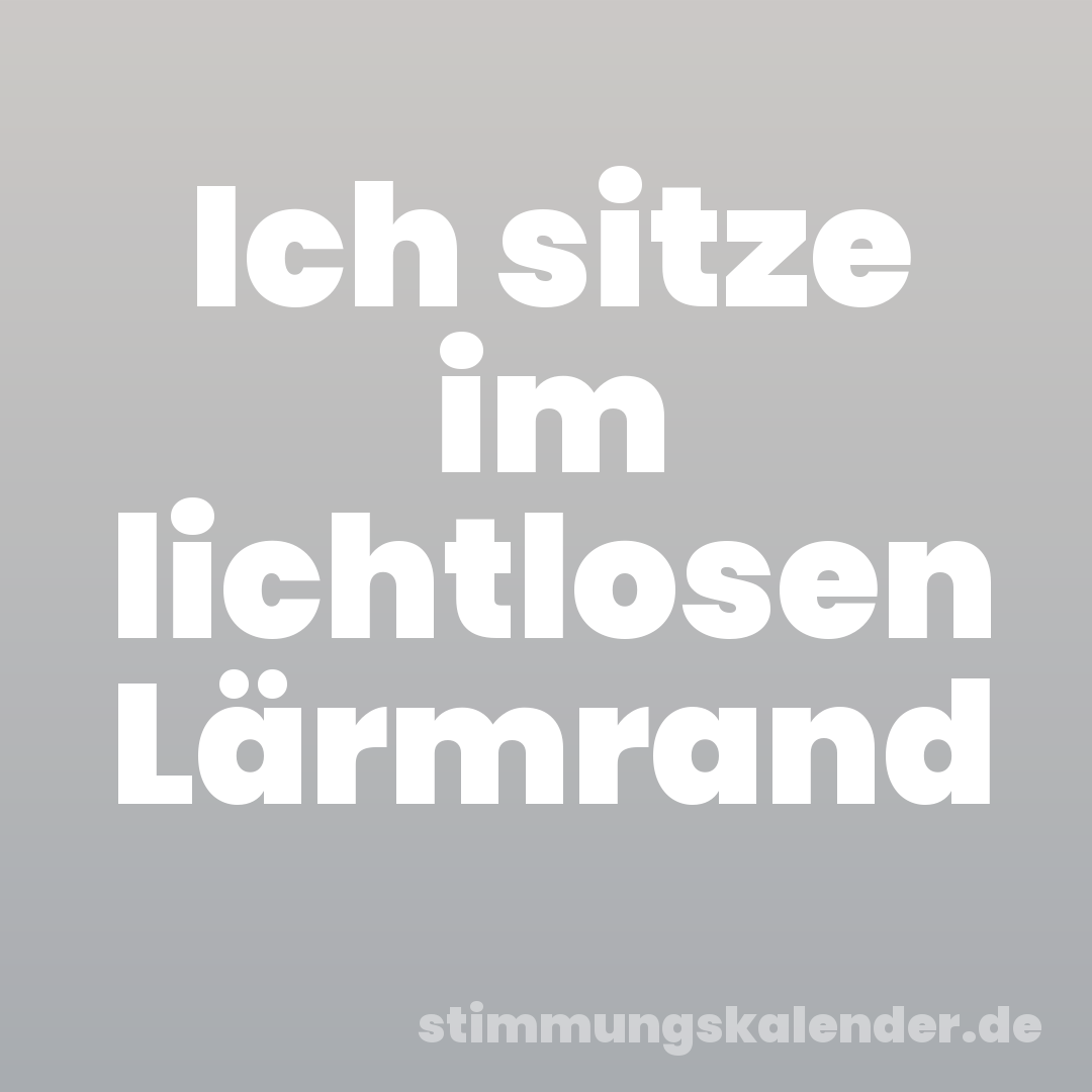 Ich sitze im lichtlosen Lärmrand