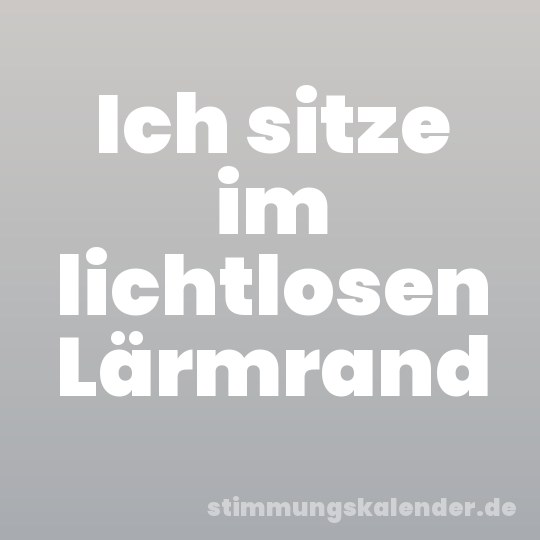Ich sitze im lichtlosen Lärmrand
