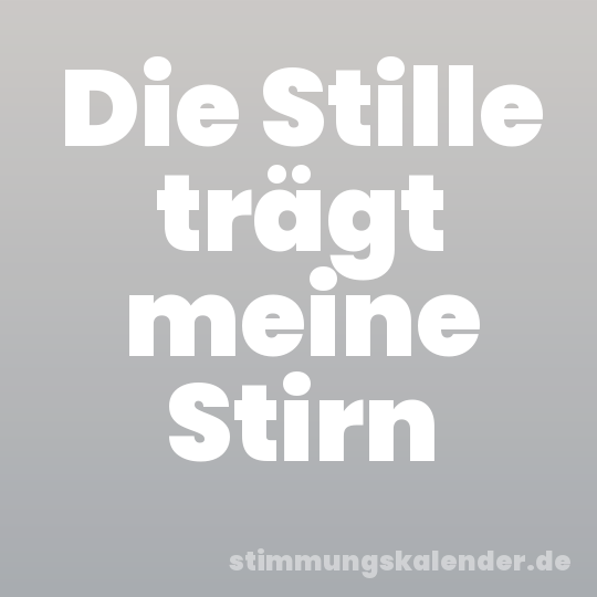 Die Stille trägt meine Stirn