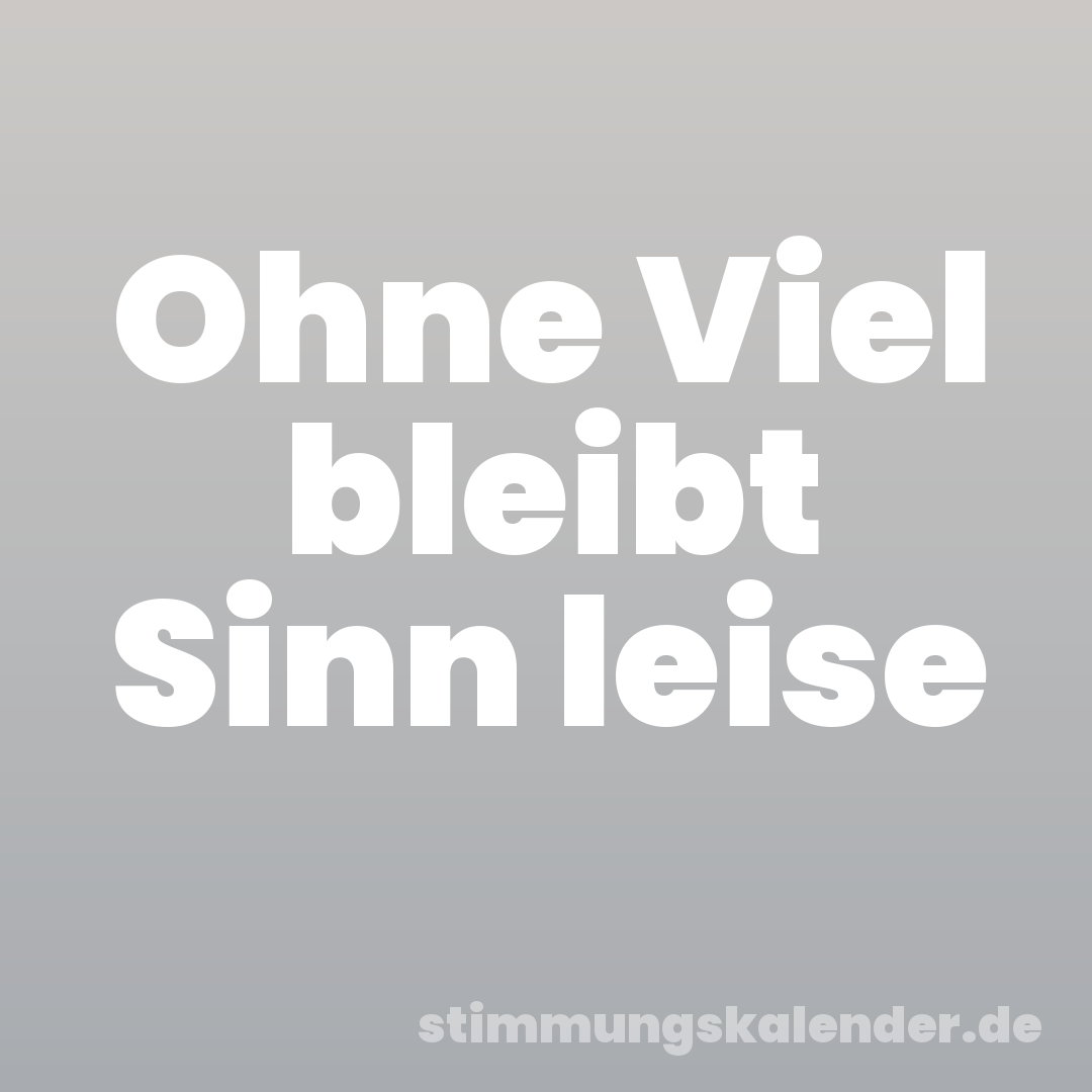 Ohne Viel bleibt Sinn leise