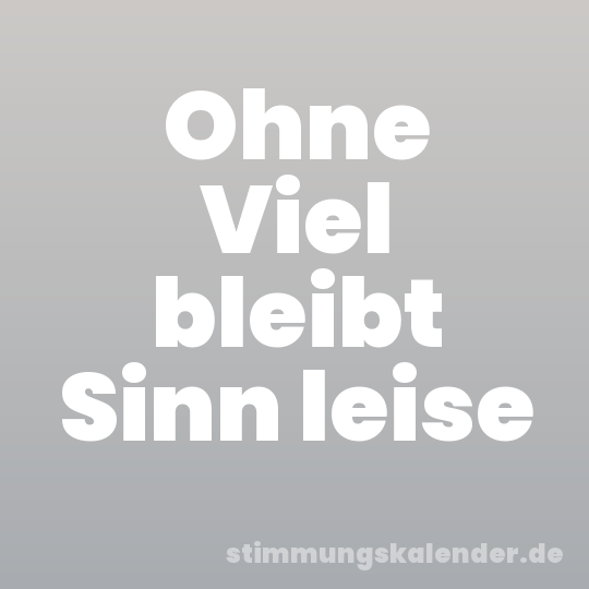 Ohne Viel bleibt Sinn leise