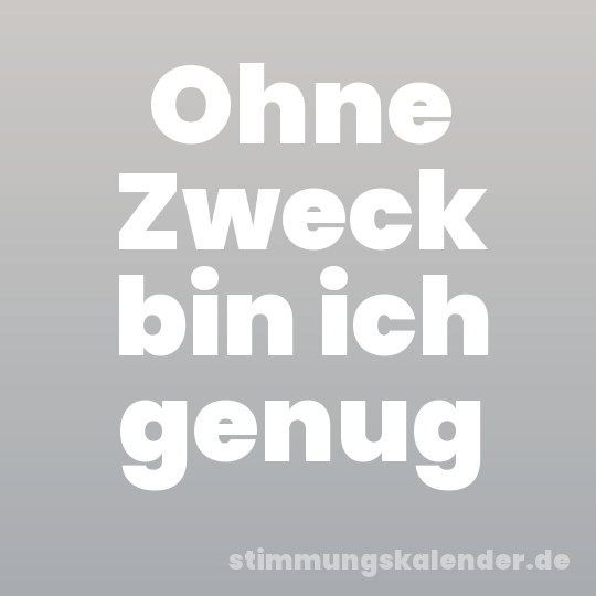Ohne Zweck bin ich genug