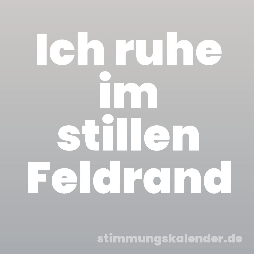 Ich ruhe im stillen Feldrand