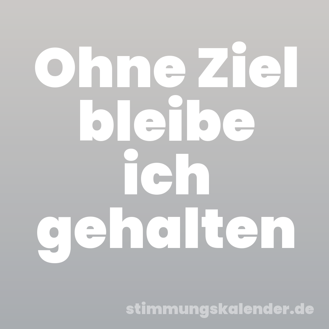 Ohne Ziel bleibe ich gehalten