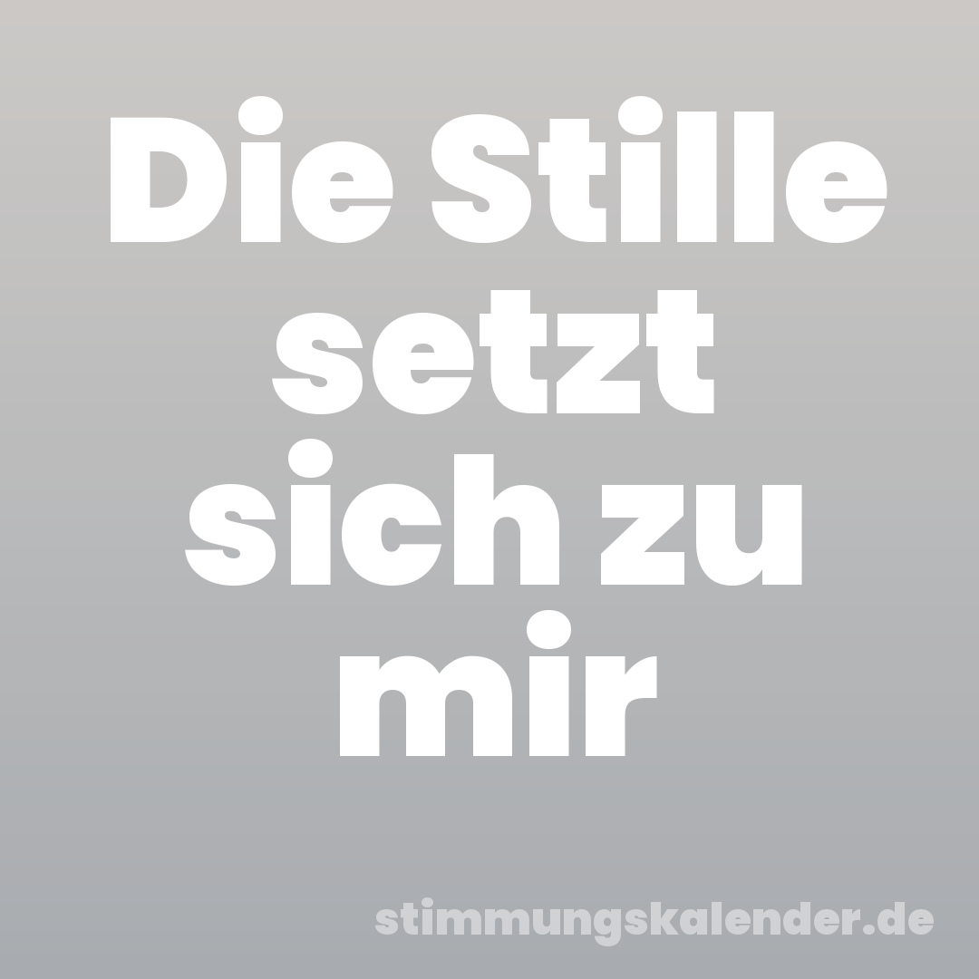 Die Stille setzt sich zu mir