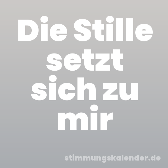 Die Stille setzt sich zu mir