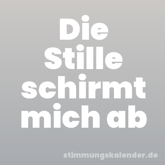 Die Stille schirmt mich ab