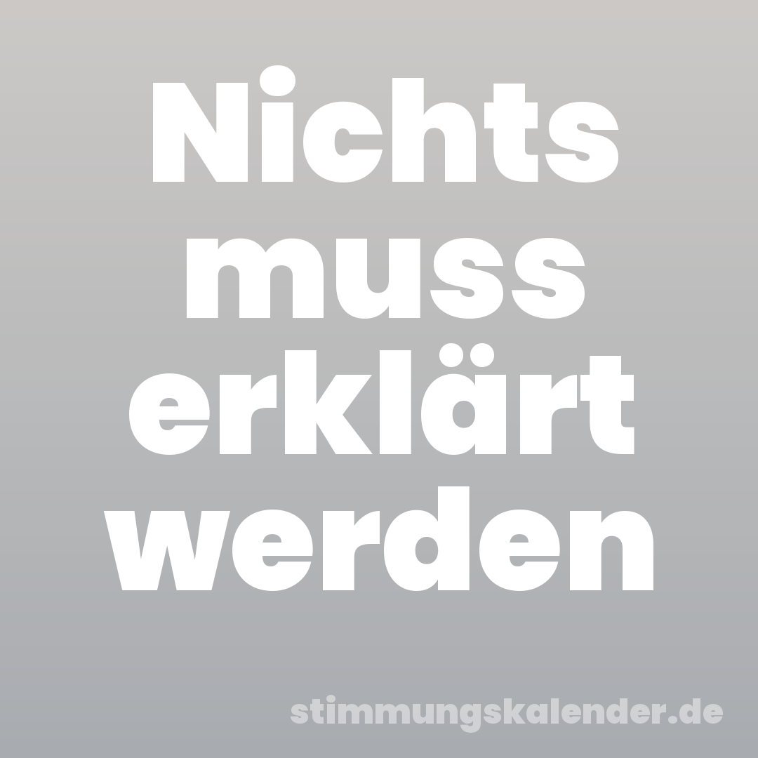 Nichts muss erklärt werden