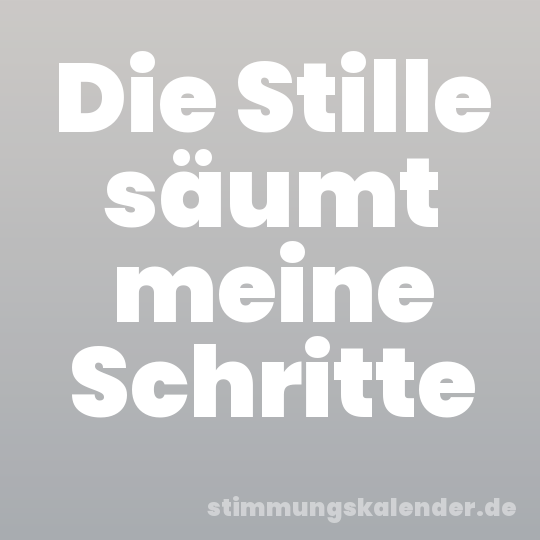 Die Stille säumt meine Schritte