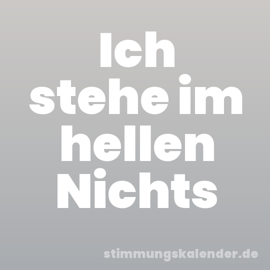 Ich stehe im hellen Nichts