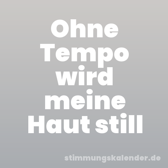 Ohne Tempo wird meine Haut still