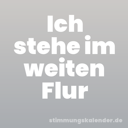 Ich stehe im weiten Flur