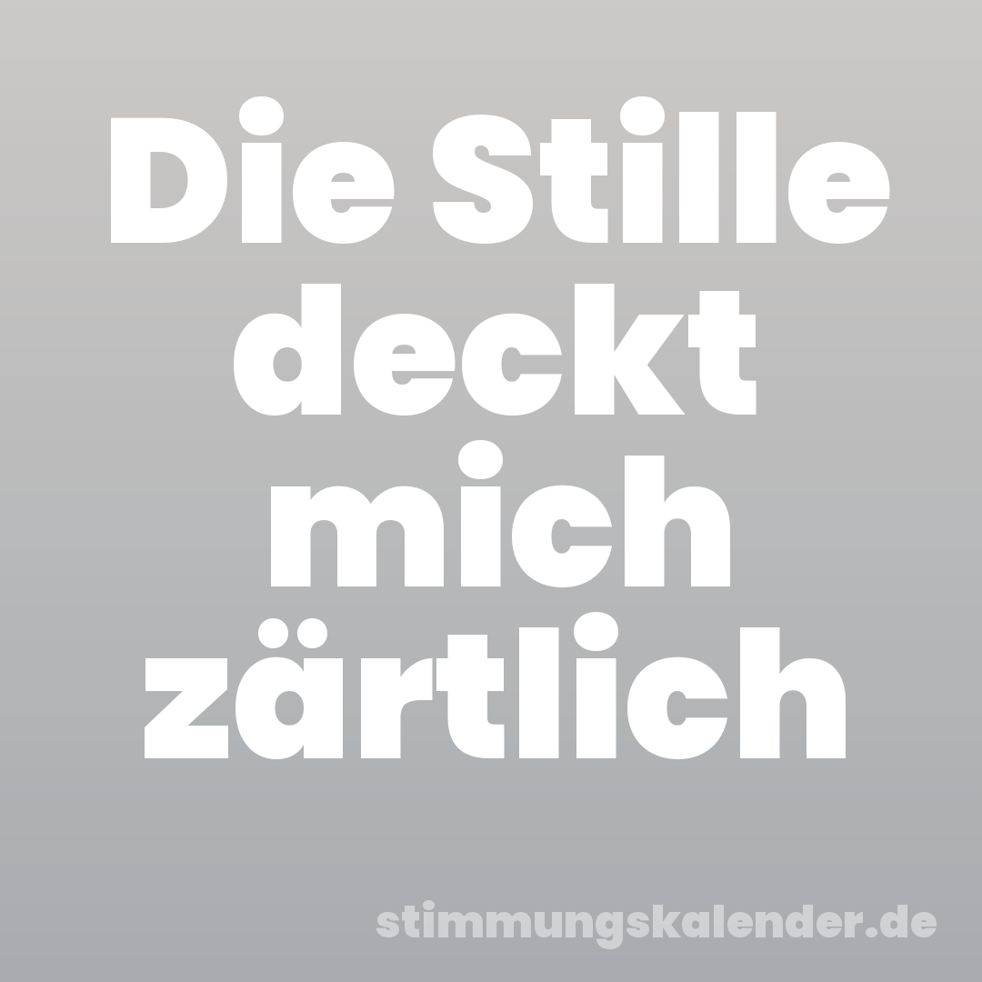 Die Stille deckt mich zärtlich