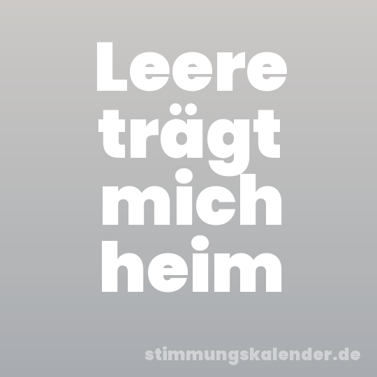 Leere trägt mich heim