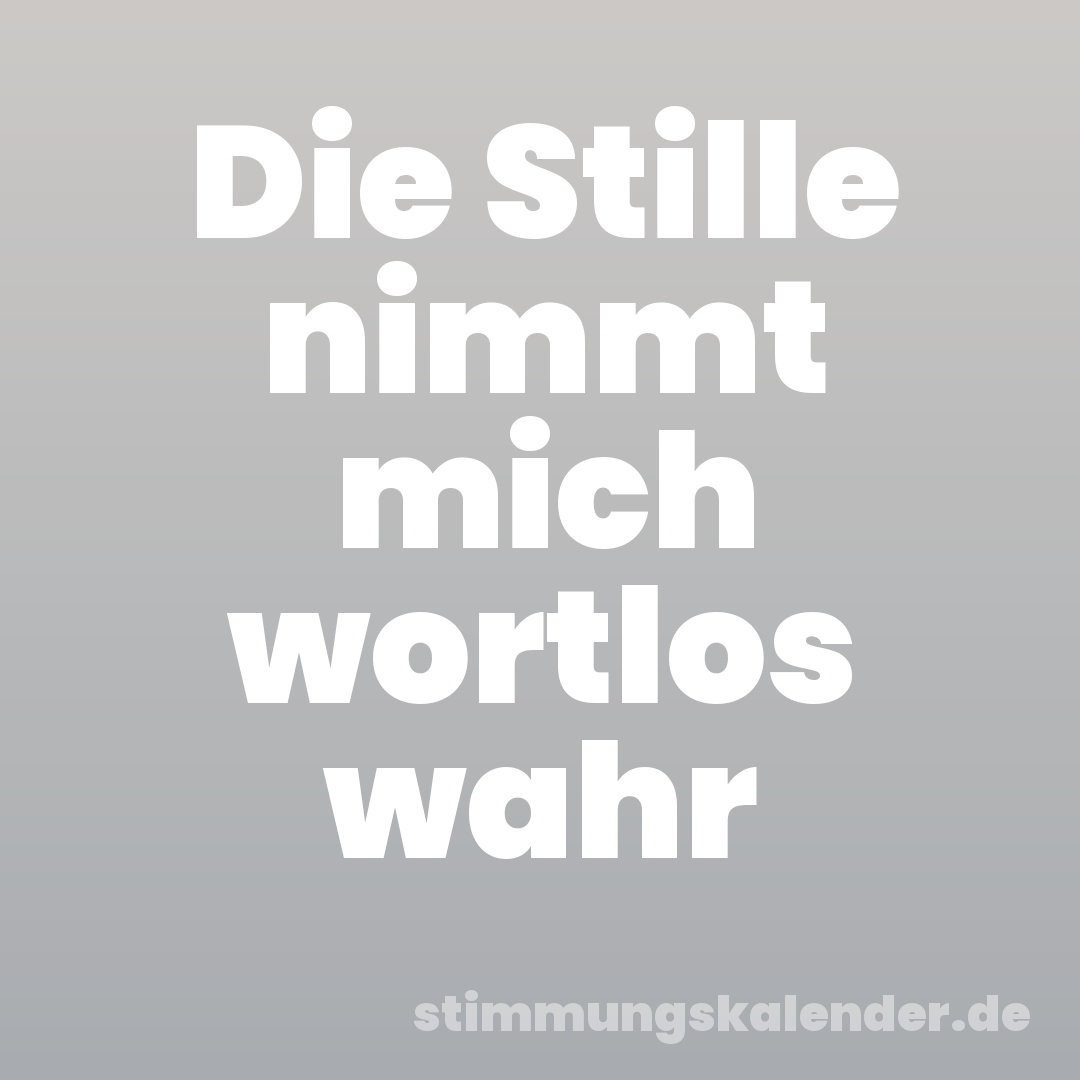 Die Stille nimmt mich wortlos wahr