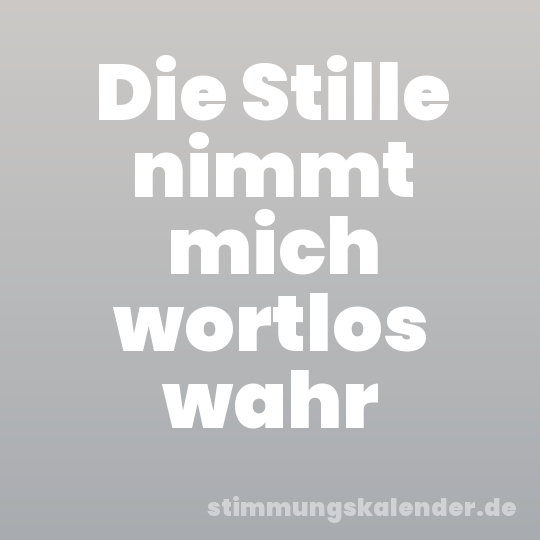 Die Stille nimmt mich wortlos wahr