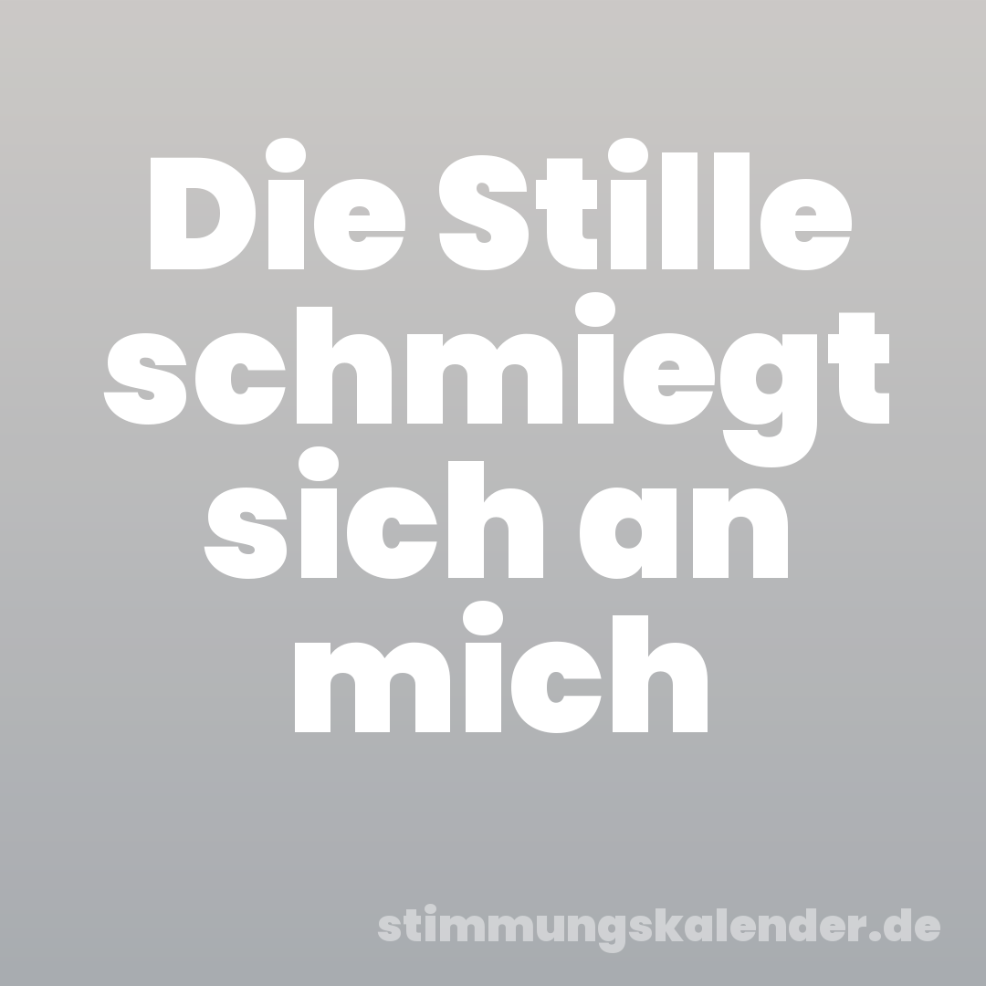 Die Stille schmiegt sich an mich
