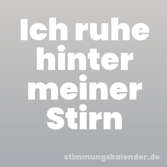 Ich ruhe hinter meiner Stirn