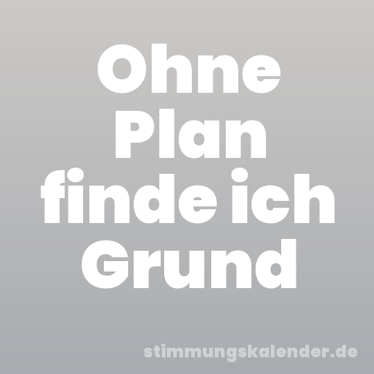 Ohne Plan finde ich Grund