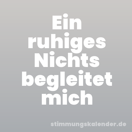 Ein ruhiges Nichts begleitet mich
