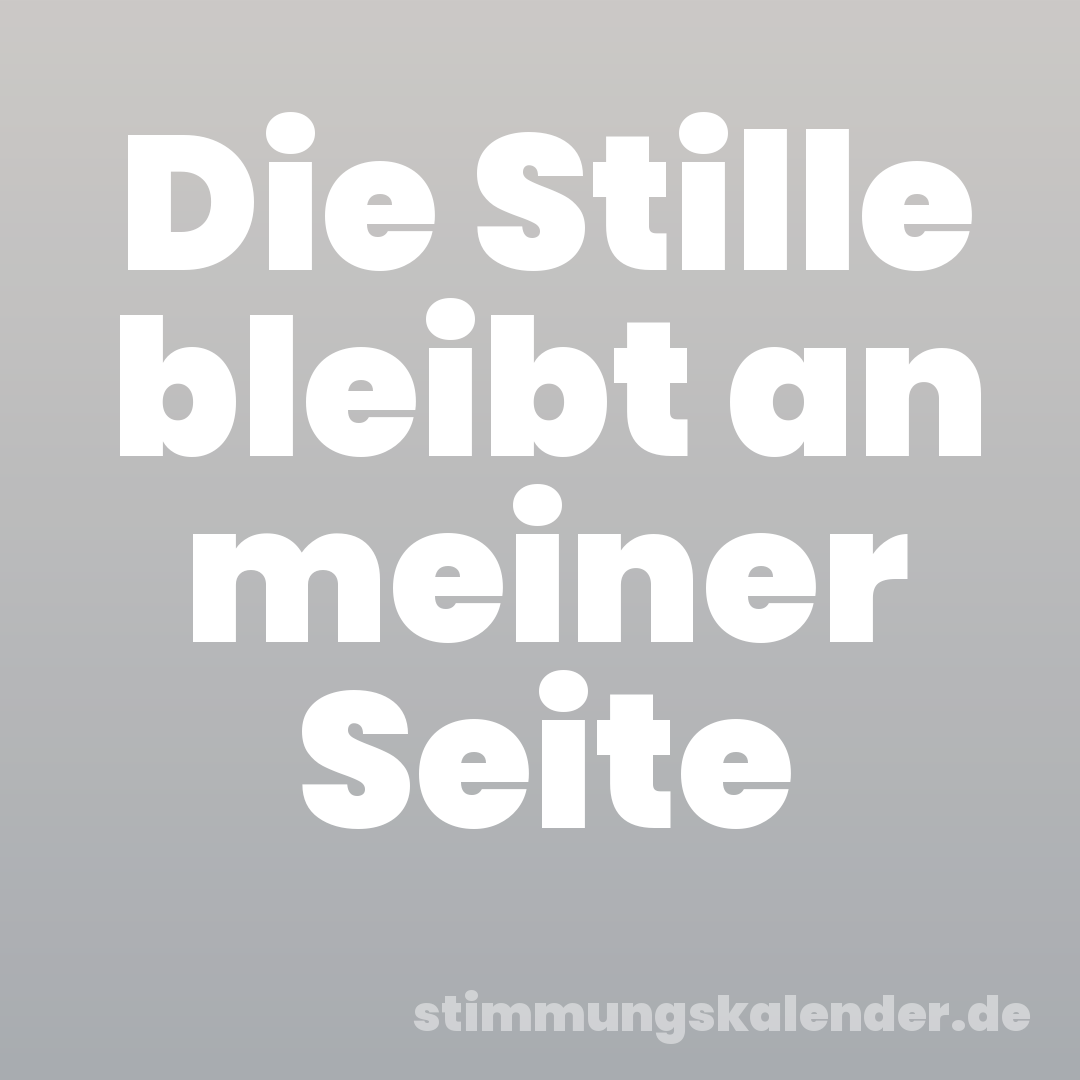 Die Stille bleibt an meiner Seite