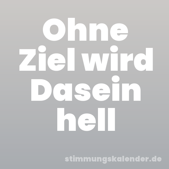 Ohne Ziel wird Dasein hell