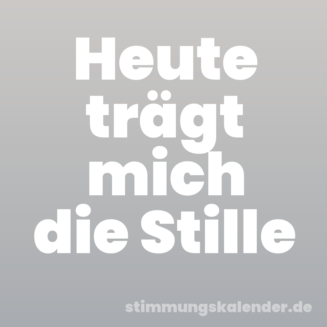 Heute trägt mich die Stille