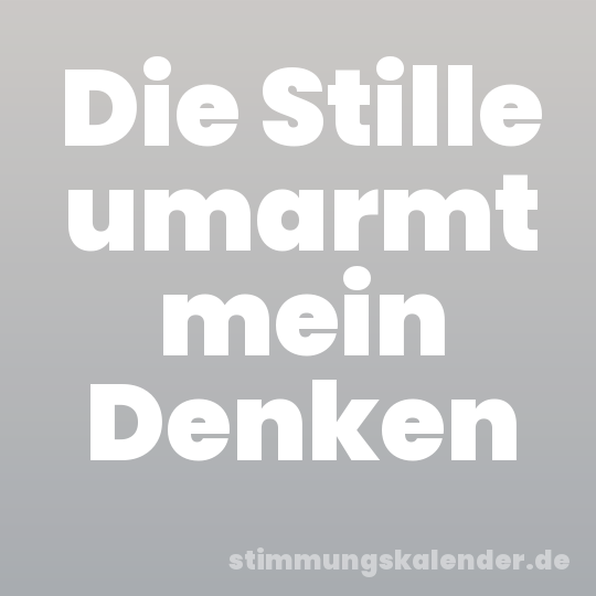 Die Stille umarmt mein Denken