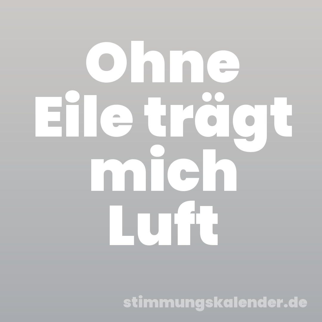 Ohne Eile trägt mich Luft