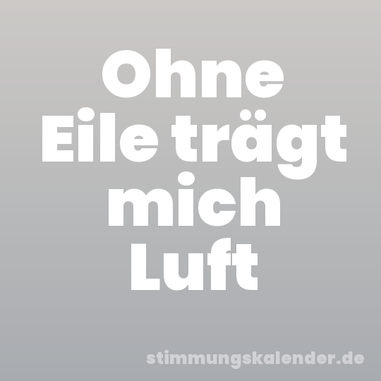 Ohne Eile trägt mich Luft