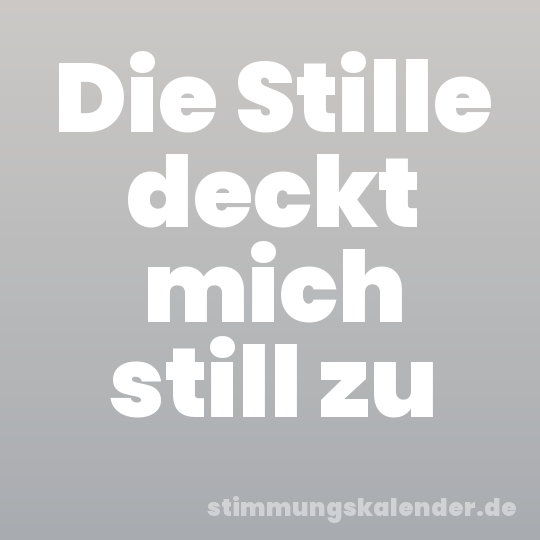 Die Stille deckt mich still zu