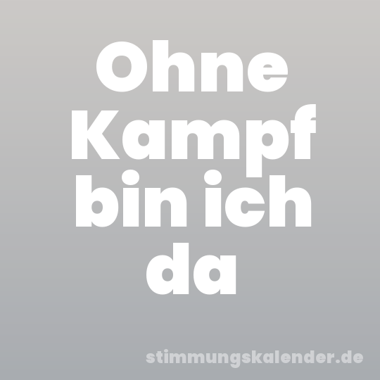 Ohne Kampf bin ich da