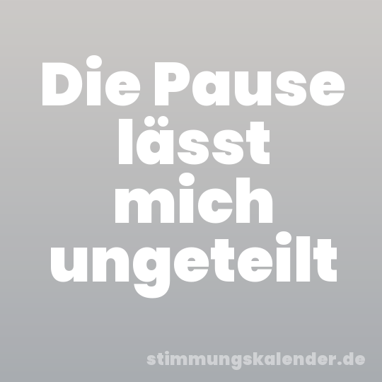 Die Pause lässt mich ungeteilt
