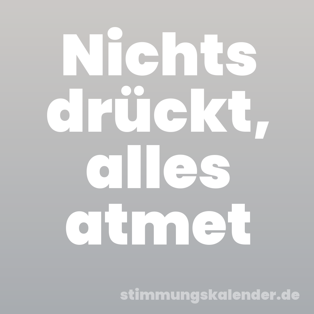 Nichts drückt, alles atmet