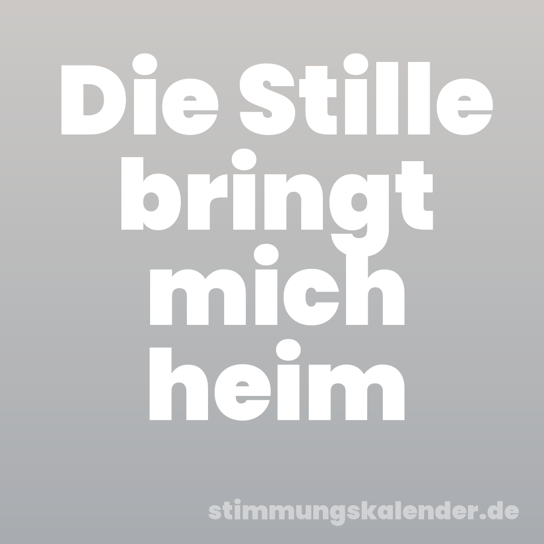 Die Stille bringt mich heim